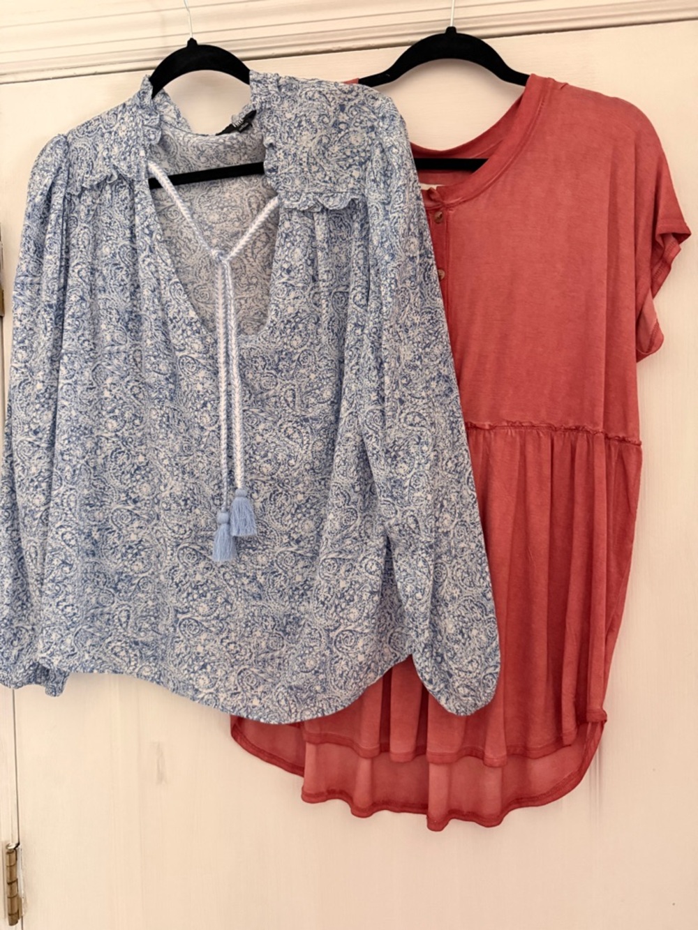 XL Bundle Frye Boho style peasant blouse and Wonderly top in washed red